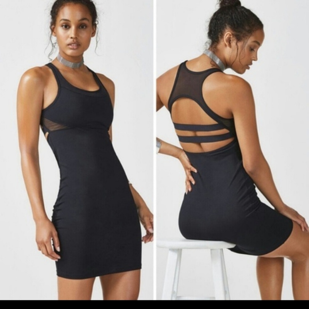 NWOT Fablethics black trapeze bodycon dress